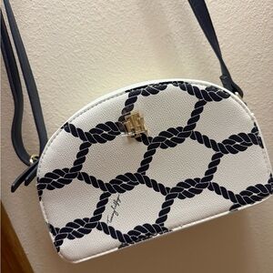 Tommy Hilfiger Navy and White Crossbody Bag